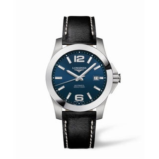 Longines - L3.658.4.96.0  Conquest Automatic 41mm Blue Leather