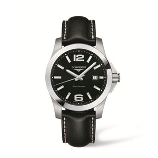 Longines - L3.659.4.56.3  Conquest Quartz 41mm Black Leather