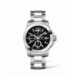 Longines - L3.662.4.56.6  Conquest Chronograph Black Bracelet