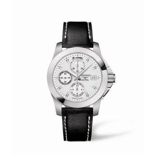 Longines - L3.662.4.76.0  Conquest Chronograph Silver Leather