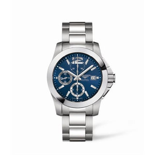 Longines - L3.662.4.96.6  Conquest Chronograph Blue Bracelet