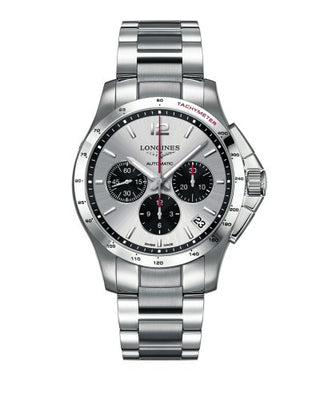 Longines - L3.697.4.06.6  Conquest Chronograph Automatic 44.5mm Silver Panda