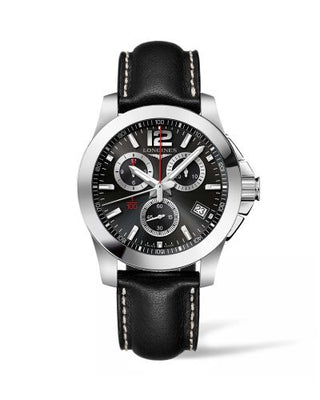 Longines - L3.700.4.56.3  Conquest Chronograph Quartz 41 Stainless Steel / Black / Strap