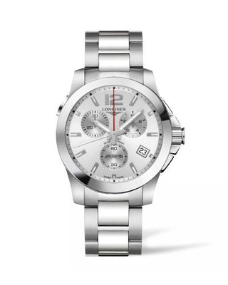 Longines - L3.702.4.76.6  Conquest Chronograph Quartz 41 Stainless Steel / Silver / Bracelet