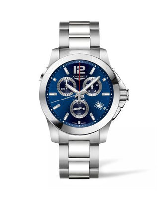 Longines - L3.702.4.96.6  Conquest Chronograph Quartz 41 Stainless Steel / Blue / Bracelet