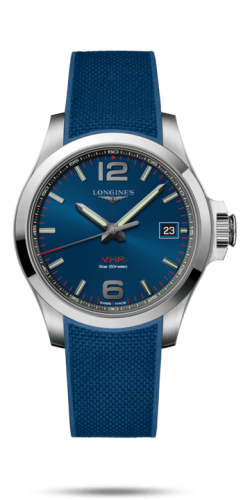 Longines - L3.716.4.96.9  Conquest V.H.P. 41 Stainless Steel / Blue / Rubber