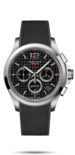 Longines - L3.717.4.66.9  Conquest V.H.P. Chronograph 42 Stainless Steel / Carbon / Rubber