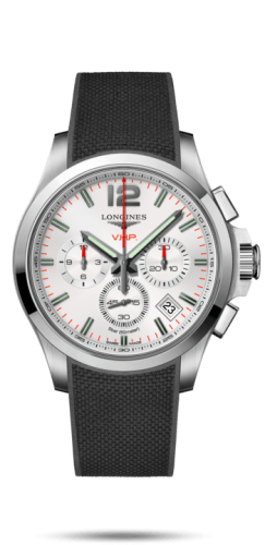 Longines - L3.717.4.76.9  Conquest V.H.P. Chronograph 42 Stainless Steel / Silver / Rubber