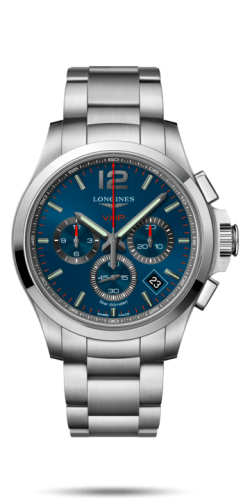 Longines - L3.717.4.96.6  Conquest V.H.P. Chronograph 42 Stainless Steel / Blue / Bracelet