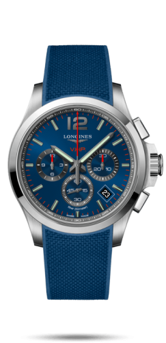 Longines - L3.717.4.96.9  Conquest V.H.P. Chronograph 42 Stainless Steel / Blue / Rubber