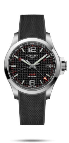 Longines - L3.718.4.66.9  Conquest V.H.P. GMT 41 Stainless Steel / Carbon / Rubber