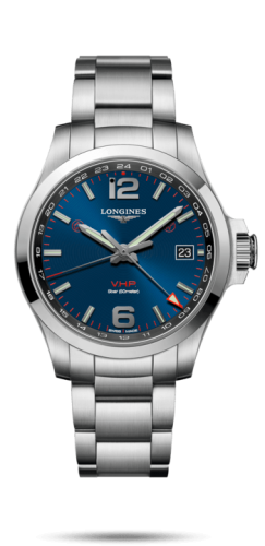 Longines - L3.718.4.96.6  Conquest V.H.P. GMT 41 Stainless Steel / Blue / Bracelet