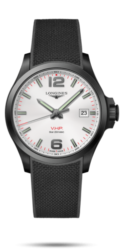 Longines - L3.726.2.76.9  Conquest V.H.P. 43 PVD / Silver / Rubber