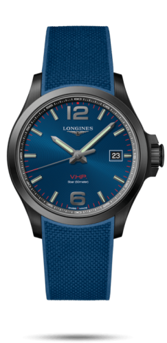 Longines - L3.726.2.96.9  Conquest V.H.P. 43 PVD / Blue / Rubber