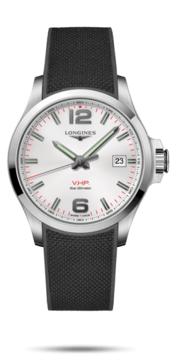 Longines - L3.726.4.76.9  Conquest V.H.P. 43 Stainless Steel / Silver / Rubber