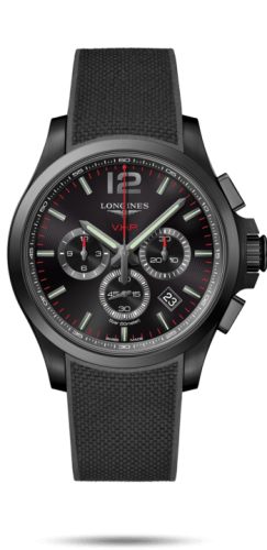 Longines - L3.727.2.56.9  Conquest V.H.P. Chronograph 44 PVD / Black / Rubber