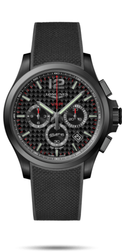 Longines - L3.727.2.66.9  Conquest V.H.P. Chronograph 44 PVD / Carbon / Rubber