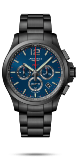 Longines - L3.727.2.96.6  Conquest V.H.P. Chronograph 44 PVD / Blue / Bracelet