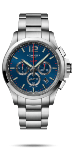 Longines - L3.727.4.96.6  Conquest V.H.P. Chronograph 44 Stainless Steel / Blue / Bracelet