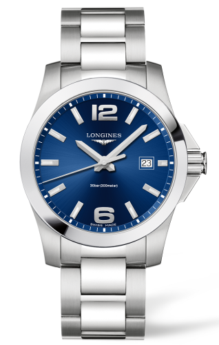 Longines - L3.759.4.96.6  Conquest Quartz 41 Stainless Steel / Blue / Bracelet