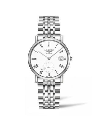 Longines - L4.312.4.11.6  Elegant Collection Small Second 34.5 Stainless Steel / White - Roman / Bracelet