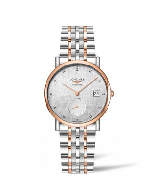 Longines - L4.312.5.77.7  Elegant Collection Small Second 34.5 Stainless Steel - Pink Gold / Silver - Linen / Bracelet