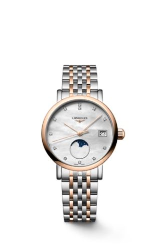 Longines - L4.330.5.87.7  Elegant Collection Moonphase 30 Stainless Steel - Pink Gold / MOP / Bracelet