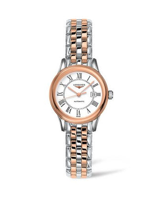 Longines - L4.374.3.91.7  Flagship 30 Stainless Steel - Pink Gold / White - Roman / Bracelet