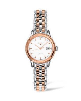 Longines - L4.374.3.92.7  Flagship 30 Stainless Steel - Pink Gold / White / Bracelet