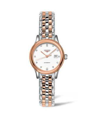 Longines - L4.374.3.99.7  Flagship 30 Stainless Steel - Pink Gold / White - Diamond / Bracelet