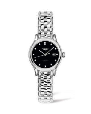 Longines - L4.374.4.57.6  Flagship 30 Stainless Steel / Black - Diamond / Bracelet