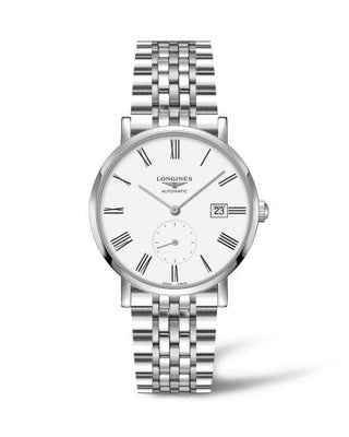 Longines - L4.812.4.11.6  Elegant Collection Small Second 39 Stainless Steel / White - Roman / Bracelet