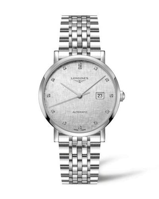 Longines - L4.911.4.77.6  Elegant Collection Automatic 41 Stainless Steel / Silver - Linen / Bracelet