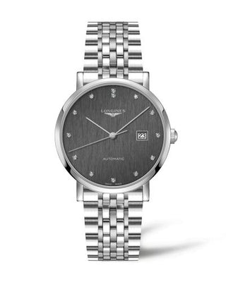 Longines - L4.911.4.78.6  Elegant Collection Automatic 41 Stainless Steel / Anthracite - Diamond / Bracelet