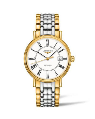 Longines - L4.922.2.11.7  Presence 40 Automatic PVD Gold / White - Roman / Bracelet