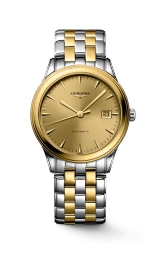 Longines - L4.974.3.32.7  Flagship 38.5 Automatic Stainless Steel - Yellow Gold / Champagne / Bracelet