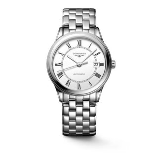 Longines - L4.974.4.21.6  Flagship 38.5 Automatic Stainless Steel / White - Roman / Bracelet