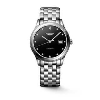 Longines - L4.974.4.57.6  Flagship 38.5 Automatic Stainless Steel / Black - Diamond / Bracelet