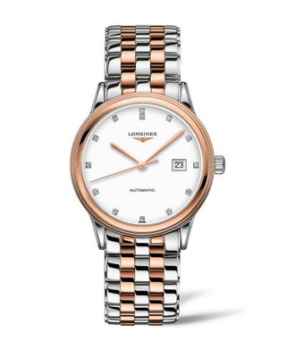 Longines - L4.984.3.99.7  Flagship 40 Stainless Steel - Pink Gold / White - Diamond / Bracelet