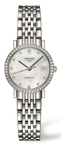 Longines - L4.309.0.87.6  Elegant Collection 25.5 Automatic Stainless Steel / Diamond / MOP / Bracelet