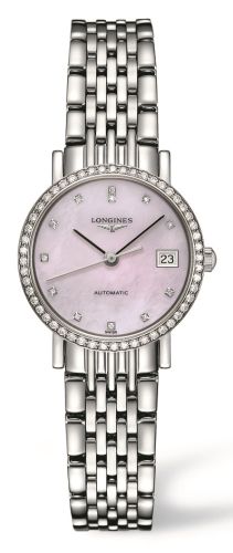 Longines - L4.309.0.89.6  Elegant Collection 25.5 Automatic Stainless Steel / Diamond / Pink MOP / Bracelet