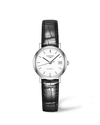 Longines - L4.309.4.12.2  Elegant Collection 25.5 Automatic Stainless Steel / White / Strap