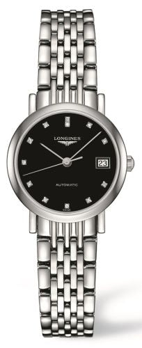 Longines - L4.309.4.57.6  Elegant Collection 25.5 Automatic Stainless Steel / Black / Bracelet