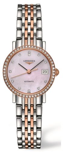 Longines - L4.309.5.89.7  Elegant Collection 25.5 Automatic Stainless Steel / Red Gold / Diamond / Pink MOP