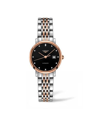 Longines - L4.310.5.57.7  Elegant Collection Automatic 29 Stainless Steel / Pink Gold / Black