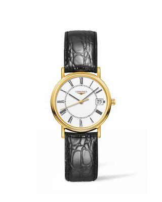 Longines - L4.320.2.11.2  Presence Quartz 30mm PVD Gold / White - Roman