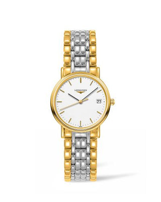 Longines - L4.320.2.12.7  Presence Quartz 30mm PVD Gold / White / Bracelet