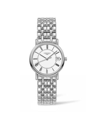 Longines - L4.320.4.11.6  Presence Quartz 30mm Stainless Steel / White - Roman / Bracelet