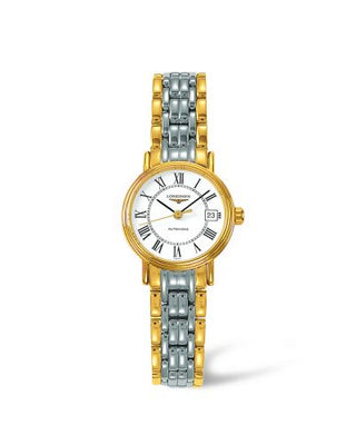 Longines - L4.321.2.11.7  Presence 25.5 Automatic PVD Gold / White - Roman / Bracelet