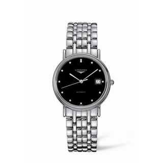 Longines - L4.721.4.97.6  Presence 34.5 Automatic Stainless Steel Black Diamond